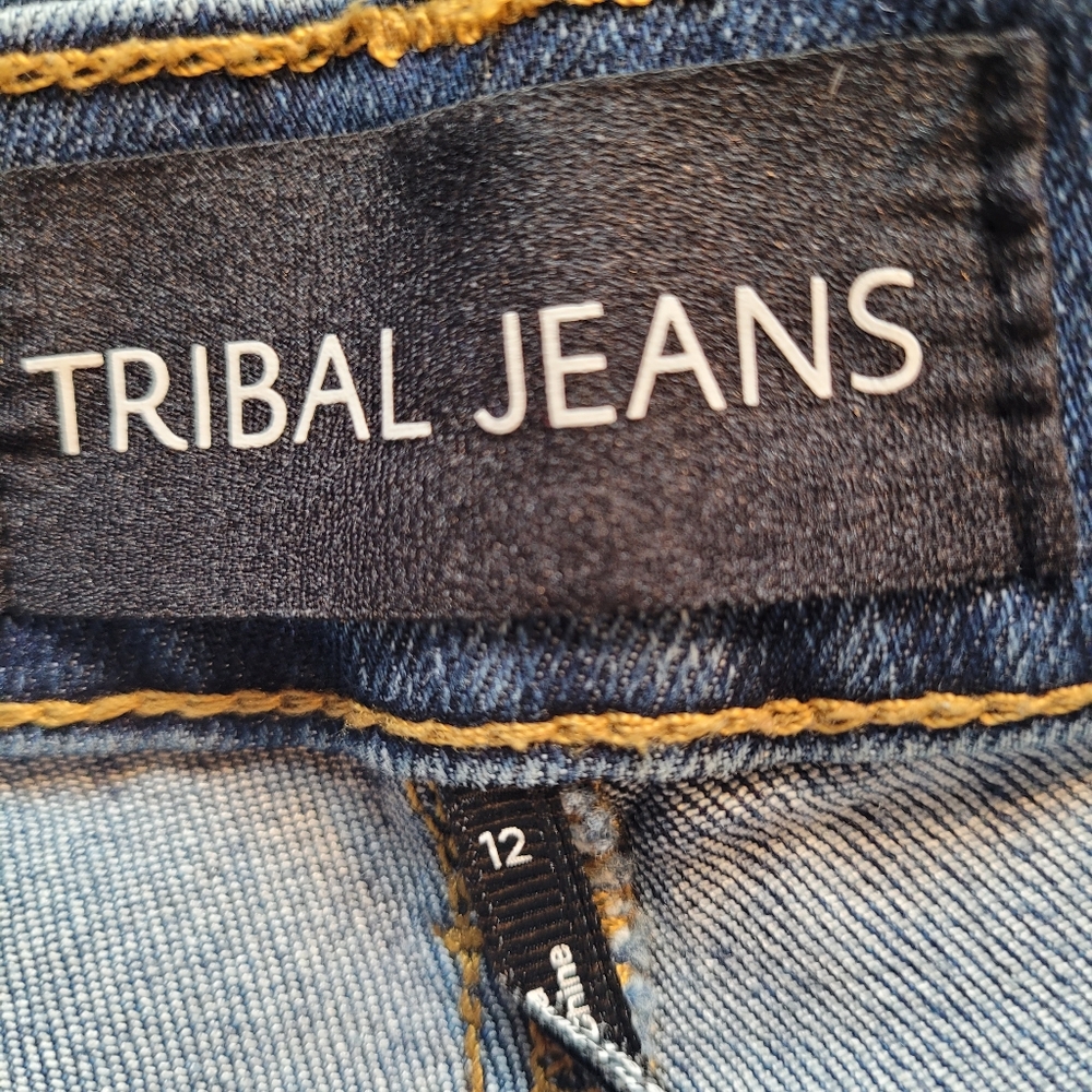 Tribal wide leg high rise blue jeans - 12. M 82 - Picture 6 of 8